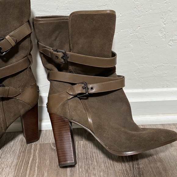 Coach Alexandra Suede Boots Chunky Heel 10 brown - Picture 7 of 11